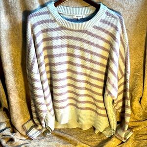 Madewell sweater women 3x striped cream and lavendar